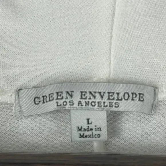 Green Envelope Women's White Cowl Neck Dolman Sleeve Large Top - Picture 3 of 8